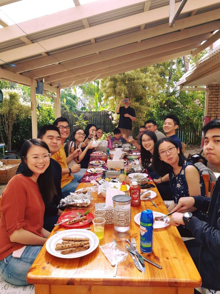 Our extended Grace & Vision family enjoying a BBQ together.